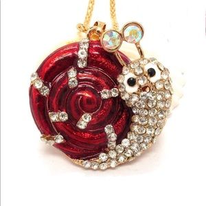 Rhinestone Crystal Red Snail 🐌 Necklace